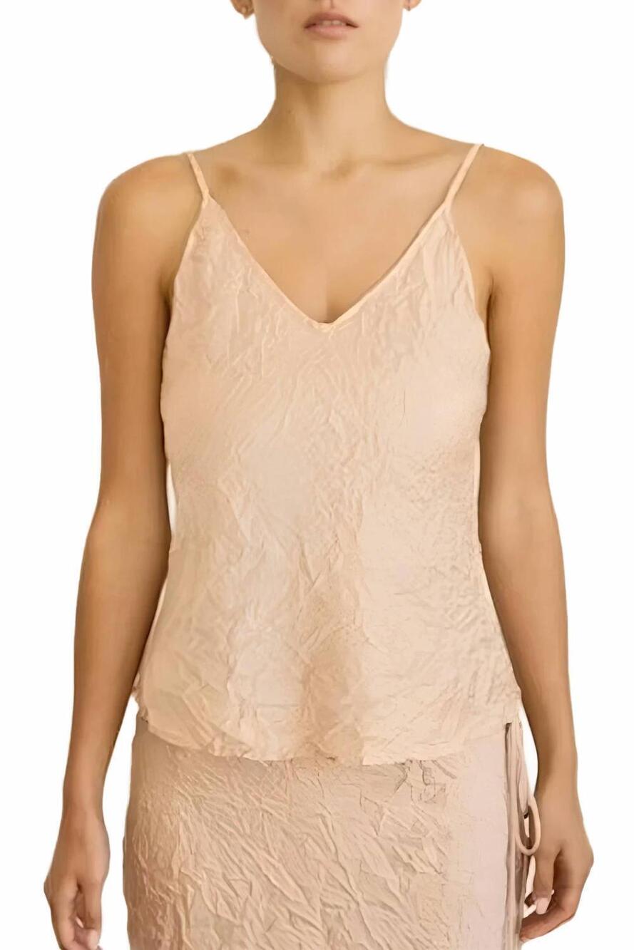 NEW BRAZEAU TRICOT crinkle cami top in peanut
